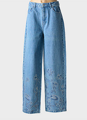 Jeans coupe large stretch taille haute bleu ROTATE femme