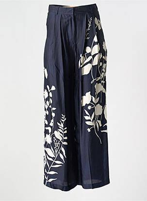 Pantalon large tissage popeline taille haute bleu CHLOÉ STORA femme