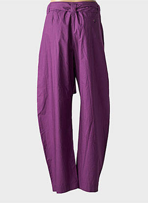 Pantalon droit tissage popeline taille haute violet LAURENCE BRAS femme
