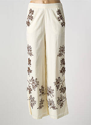 Pantalon large tissage crêpe taille normale beige DIEGA femme