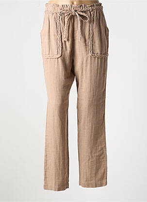 Pantalon droit tissage crêpe taille haute marron NOTSHY femme