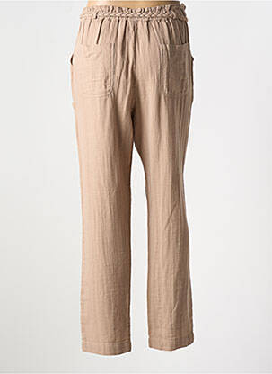 Pantalon droit tissage crêpe taille haute marron NOTSHY femme
