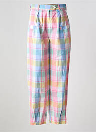 Pantalon droit tissage popeline taille basse rose V.DE.VINSTER femme