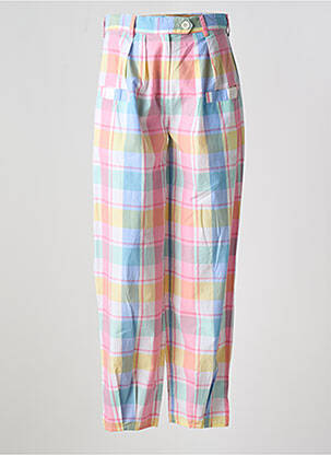 Pantalon droit tissage popeline taille basse rose V.DE.VINSTER femme