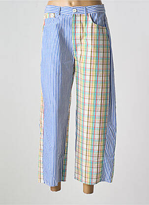 Pantalon large fermeture zippée sous rabat boutonné bleu V.DE.VINSTER femme