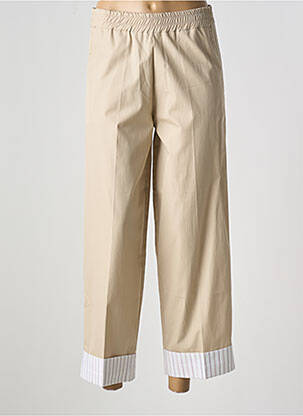 Pantalon 7/8 tissage popeline taille normale beige ANDREA LEV femme
