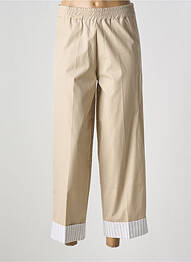 Pantalon 7/8 tissage popeline taille normale beige ANDREA LEV femme