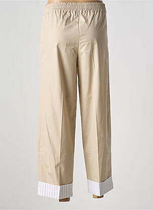 Pantalon 7/8 tissage popeline taille normale beige ANDREA LEV femme