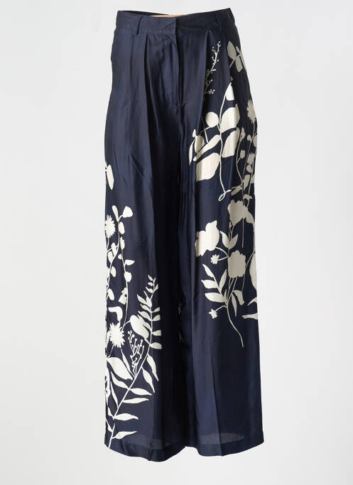 Pantalon large tissage popeline taille haute bleu CHLOÉ STORA femme