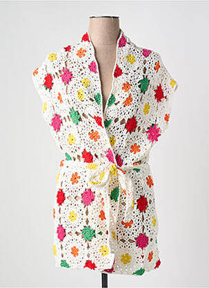 Gilet manches courtes col v blanc LES TRICOTS DE LÉA femme