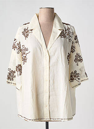 Chemisier tissage crêpe manches 3/4 beige DIEGA femme