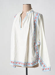 Blouse poignets boutonnés avec fente manches longues beige V.DE.VINSTER femme
