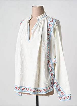 Blouse poignets boutonnés avec fente manches longues beige V.DE.VINSTER femme