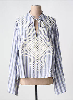 Blouse tissage popeline manches longues violet V.DE.VINSTER femme