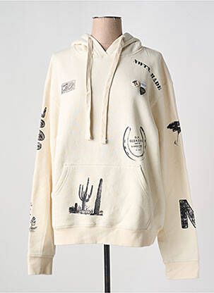 Sweat-shirt à capuche stretch manches longues beige NEWTONE femme