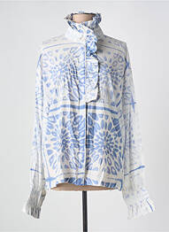 Chemisier imprimé fantaisie manches longues bleu V.DE.VINSTER femme