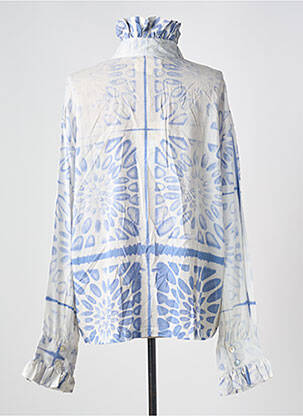 Chemisier imprimé fantaisie manches longues bleu V.DE.VINSTER femme