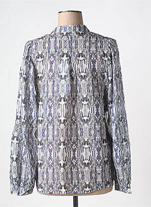 Chemisier col mao manches longues bleu HANA SAN femme