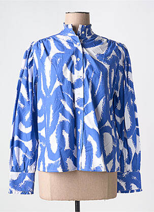 Chemisier imprimé fantaisie manches longues bleu V.DE.VINSTER femme
