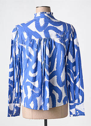 Chemisier imprimé fantaisie manches longues bleu V.DE.VINSTER femme