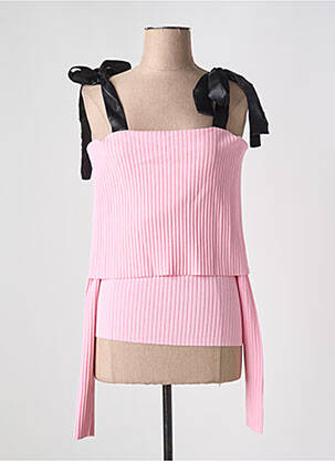 Pull coupe cintrée manches longues rose ROTATE femme