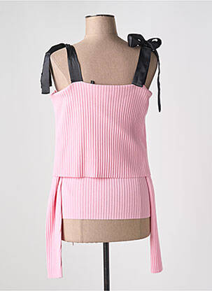 Pull coupe cintrée manches longues rose ROTATE femme