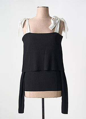 Pull coupe cintrée manches longues noir ROTATE femme