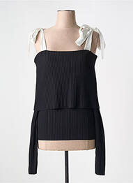 Pull coupe cintrée manches longues noir ROTATE femme
