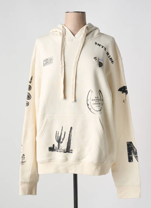 Sweat-shirt à capuche stretch manches longues beige NEWTONE femme