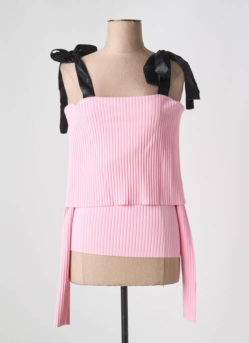 Pull coupe cintrée manches longues rose ROTATE femme