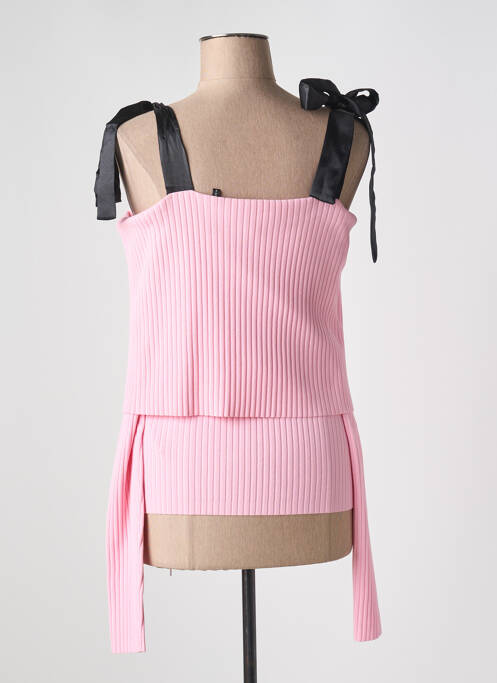 Pull coupe cintrée manches longues rose ROTATE femme