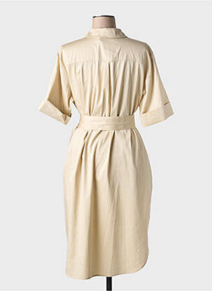 Robe mi-longue manches courtes manches courtes beige HANA SAN femme