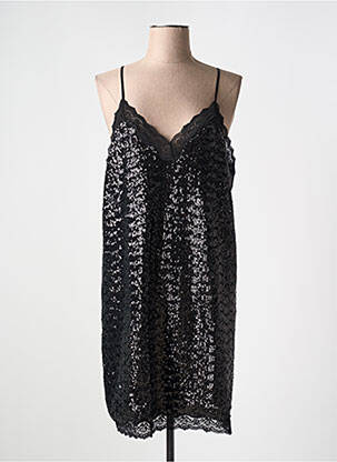 Robe mi-longue doublure fines bretelles noir LOVE STORIES femme