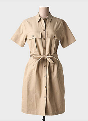 Robe mi-longue manches courtes manches courtes marron MKT STUDIO femme