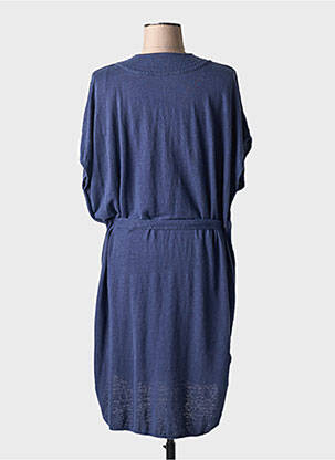 Robe mi-longue manches courtes manches courtes bleu MAJESTIC FILATURES femme