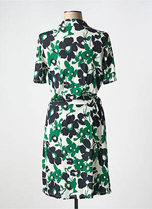 Robe mi-longue imprimé fleurs manches courtes vert MAJESTIC FILATURES femme