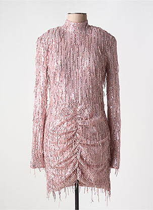 Robe courte fermeture zippée au dos manches longues rose ROTATE femme