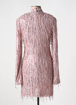 Robe courte fermeture zippée au dos manches longues rose ROTATE femme
