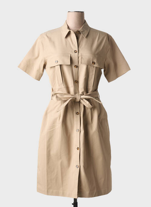 Robe mi-longue manches courtes manches courtes marron MKT STUDIO femme