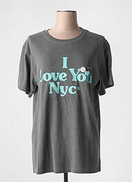 T-shirt sérigraphie floquée manches courtes gris NEWTONE femme