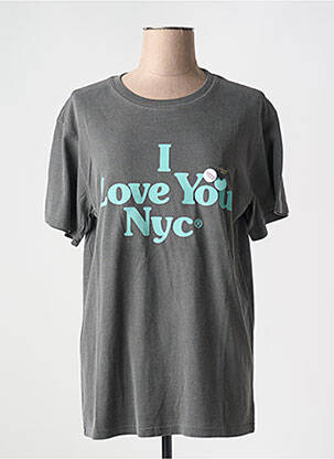 T-shirt sérigraphie floquée manches courtes gris NEWTONE femme