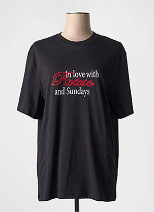 T-shirt sérigraphie floquée manches courtes noir ROTATE femme