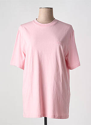 T-shirt col rond manches courtes rose fonce ROTATE femme