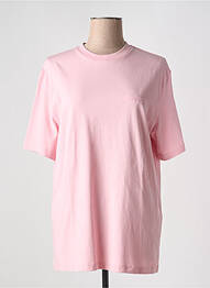 T-shirt col rond manches courtes rose fonce ROTATE femme