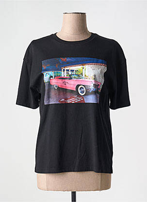 T-shirt sérigraphie floquée manches courtes noir ARNACOEUR femme