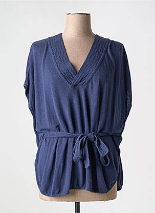 Top manches courtes manches courtes bleu MAJESTIC FILATURES femme