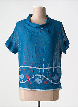 T-shirt imprimé fantaisie manches courtes bleu V.DE.VINSTER femme