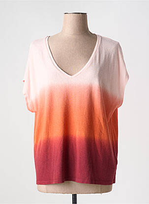 T-shirt coupe droite manches courtes rose MAJESTIC FILATURES femme