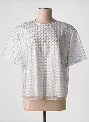 T-shirt coupe cintrée manches courtes gris ROTATE femme
