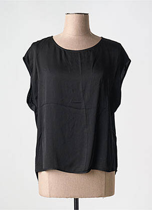 Blouse col rond manches courtes noir SOUVENIR femme
